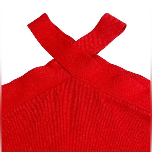 House of Harlow 1960 Red Asymmetrical Sleeveless Crop Tank Top - Picture 4 of 7